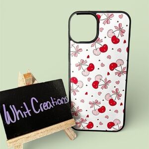 Cherry Pattern Phone Case - Black and White